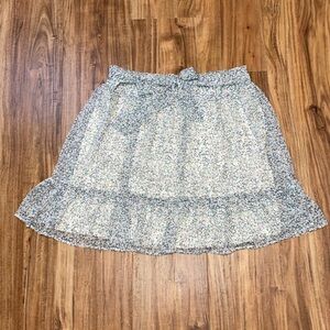 Lauren Conrad women’s Large skirt floral mini pattern belt tie stretch blue